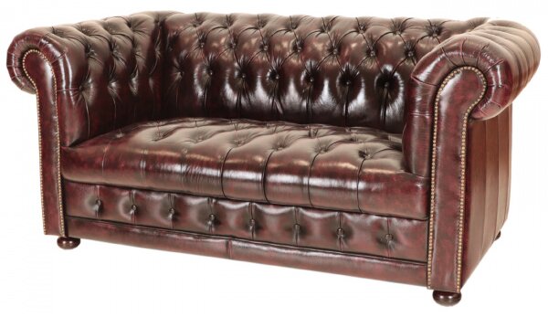 Pohovka dvojmiestna Chesterfield Manchester z pravej hovädzej kože New Red