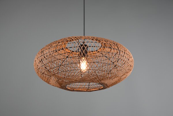 Trio 312300136 závesné stropné svietidlo Hedda 1x40W | E27 - nastaviteľná výška, čierna, prírodná