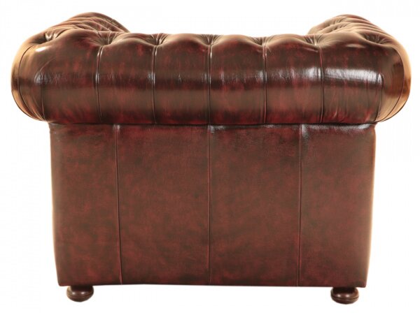 Pohovka jednomiestna Chesterfield Manchester z pravej hovädzej kože New Red
