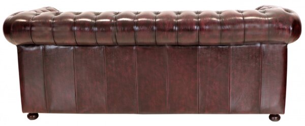Pohovka trojmiestna Chesterfield Manchester z pravej hovädzej kože New Red
