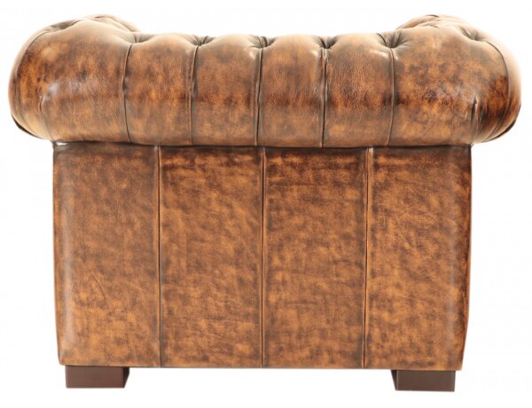 Pohovka jednomiestna Chesterfield Tiffy z pravej hovädzej kože Whisky