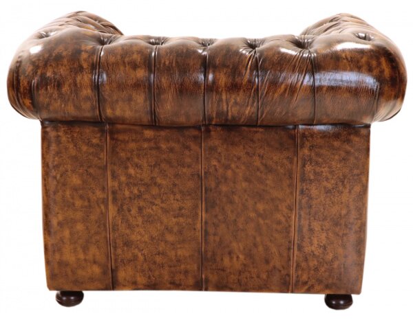 Pohovka jednomiestna Chesterfield Manchester z pravej hovädzej kože Whisky