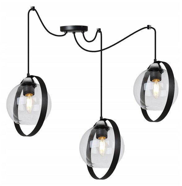 Závesné svietidlo Haga Ring Spider, 3x transparentné sklenené tienidlo (výber z 3 farieb uchytenia)