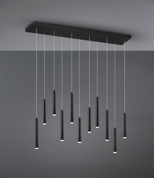Trio 321611132 LED závesné stropné svietidlo Tubular 11x2,5W | 2420lm | 3000K | IP20 - 3 fázové stmievanie, čierna