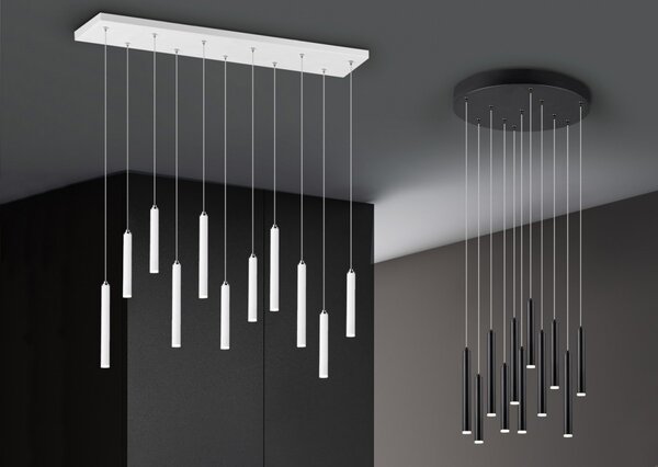 Trio 321691132 LED závesné stropné svietidlo Tubular 11x2,5W | 2420lm | 3000K | IP20 - 3 fázové stmievanie, čierna