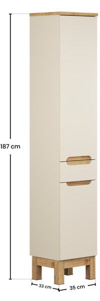 Comad Doplnková kúpeľňová skrinka vysoká Bali Cashmere 35 kašmír mat