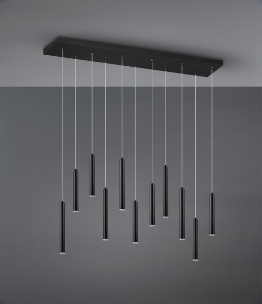 Trio 321611132 LED závesné stropné svietidlo Tubular 11x2,5W | 2420lm | 3000K | IP20 - 3 fázové stmievanie, čierna