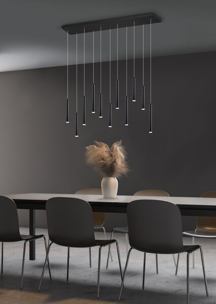 Trio 321611132 LED závesné stropné svietidlo Tubular 11x2,5W | 2420lm | 3000K | IP20 - 3 fázové stmievanie, čierna