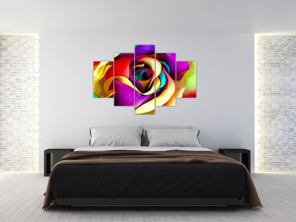 Obraz - Farebná ruža (150x105 cm)