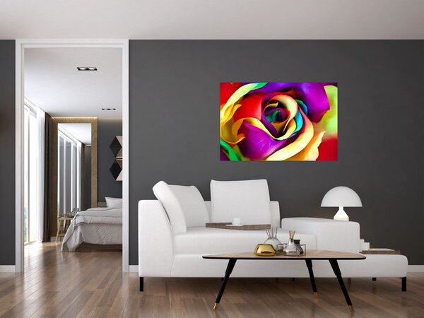 Obraz - Farebná ruža (90x60 cm)