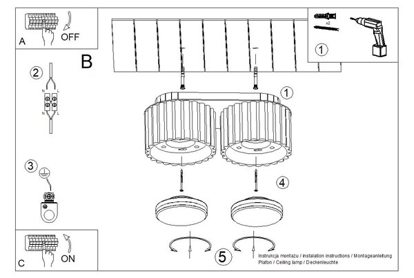 Stropné svietidlo Aura, 2x béžové hliníkové tienidlo, (6 cm)