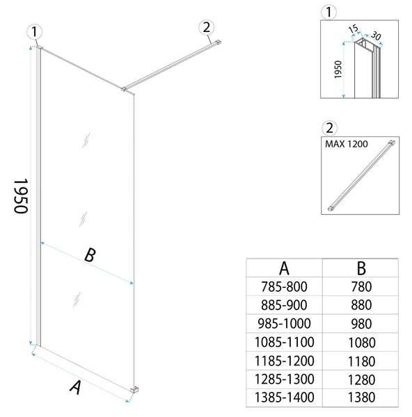 Bezrámová sprchová zastena REA FLEXI GOLD 90 cm, zlatý lesk/dymová hnedá - bez vaničky