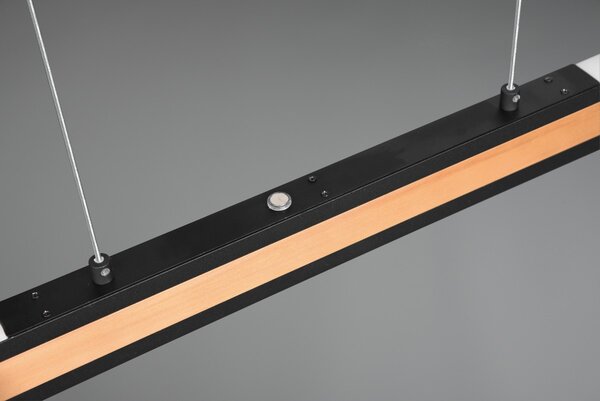 Trio 326610232 LED závesné stropné svietidlo Deacon 1x40W | 3200lm | 2700-6000K - nastaviteľná výška, pamäťová funkcia, stmievateľné, čierna, drevo