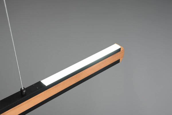Trio 326610232 LED závesné stropné svietidlo Deacon 1x40W | 3200lm | 2700-6000K - nastaviteľná výška, pamäťová funkcia, stmievateľné, čierna, drevo