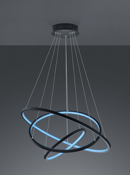 Trio 352710342 LED závesné stropné svietidlo Aaron 1x80W | 7000lm | 3000-6000K | IP20 | RGBW - stmievateľné, diaľkové ovládanie, pamäťová funkcia, nastavenie teploty osvetlenia, technológie WIZ, antracit