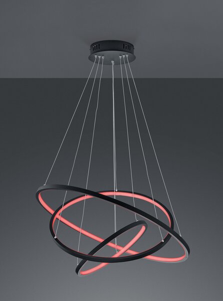Trio 352710342 LED závesné stropné svietidlo Aaron 1x80W | 7000lm | 3000-6000K | IP20 | RGBW - stmievateľné, diaľkové ovládanie, pamäťová funkcia, nastavenie teploty osvetlenia, technológie WIZ, antracit