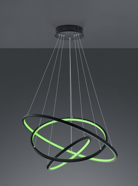 Trio 352710342 LED závesné stropné svietidlo Aaron 1x80W | 7000lm | 3000-6000K | IP20 | RGBW - stmievateľné, diaľkové ovládanie, pamäťová funkcia, nastavenie teploty osvetlenia, technológie WIZ, antracit