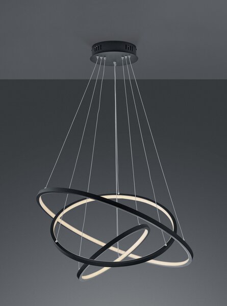 Trio 352710342 LED závesné stropné svietidlo Aaron 1x80W | 7000lm | 3000-6000K | IP20 | RGBW - stmievateľné, diaľkové ovládanie, pamäťová funkcia, nastavenie teploty osvetlenia, technológie WIZ, antracit