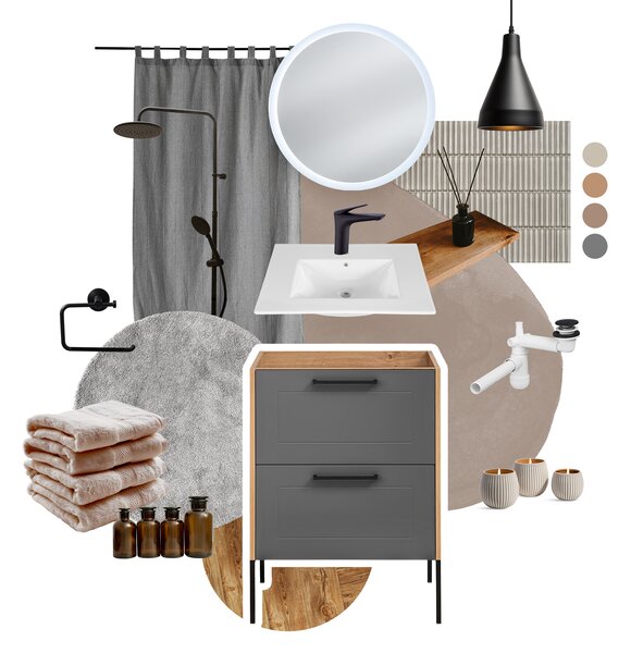 Comad Kúpeľňová skrinka pod umývadlo Madera Grey 60 grafit/dub artisan