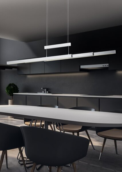 Trio 375310507 LED závesné stropné svietidlo Trajan 1x42W + 2x6W | 5000L | 2700-5000K | IP20 - 3 fázový stmievač na tele, nastavenie teploty osvetlenia, nastaviteľná šírka aj výška, stmievateľné, horné / dolné osvetlenie, nikel