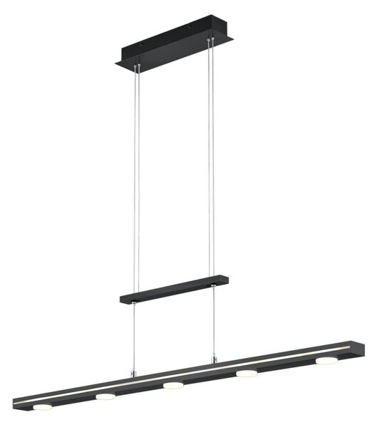 Trio 379190732 LED závesný luster Lacal 7x3,5W | 2450lm | 3000 + 5000K | IP20 - horné / spodné osvetlenie, nastaviteľná výška, nastavenie teploty osvetlenia, 3 stupňové stmievanie, dotykový spínač, čierna