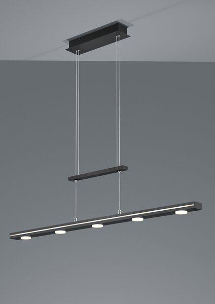 Trio 379190732 LED závesný luster Lacal 7x3,5W | 2450lm | 3000 + 5000K | IP20 - horné / spodné osvetlenie, nastaviteľná výška, nastavenie teploty osvetlenia, 3 stupňové stmievanie, dotykový spínač, čierna