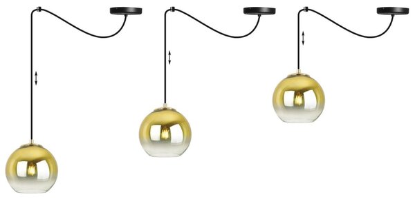 Závesné svietidlo Bergen Gold Spider, 1x zlaté/transparentné sklenené tienidlo (fi 15cm)