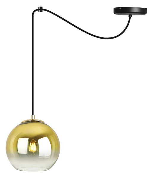 Závesné svietidlo Bergen Gold Spider, 1x zlaté/transparentné sklenené tienidlo (fi 15cm)