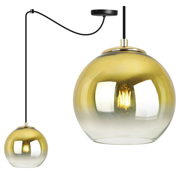 Závesné svietidlo Bergen Gold Spider, 1x zlaté/transparentné sklenené tienidlo (fi 15cm)