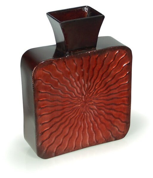Dekoratívna váza v sýtočervenej farbe a so zaujímavou textúrou