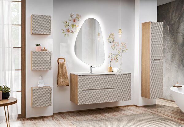 Comad Doplnková kúpeľňová skrinka vysoká Ocean Beige olejovaný dub/béžová