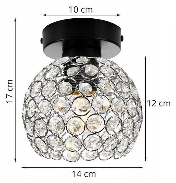 Stropné svietidlo Crystal, 1x strieborné krištáľové tienidlo, (výber z 2 farieb konštrukcie)