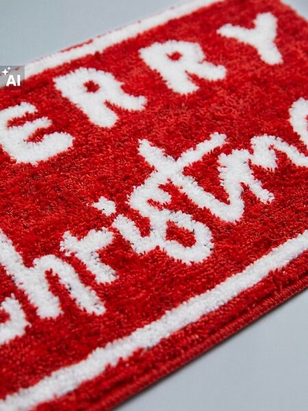 Sinsay - Kúpeľňová predložka s nápisom Merry Christmas - červená