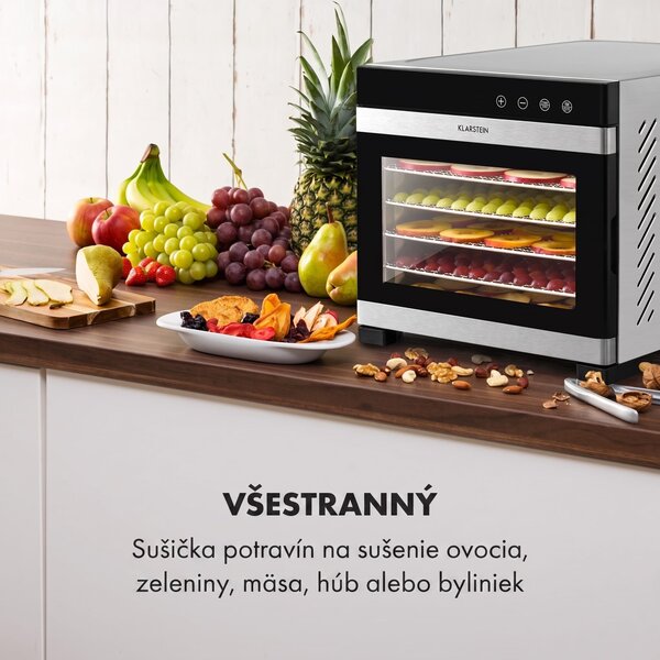 Klarstein Flavour Dry, sušička potravín, 35-75 °C, LCD dotykový displej, časovač, čierna