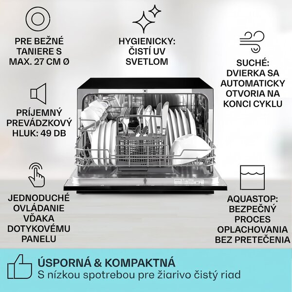 Klarstein Havasia UV 6, umývačka riadu, UV svetlo, 1380 W, voľne stojaca