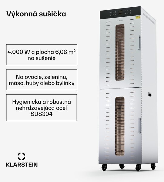 Klarstein Master Jerky 600, sušička, výkon 4 000 W, s dvoma komorami, teplotný rozsah 30 - 90 °C