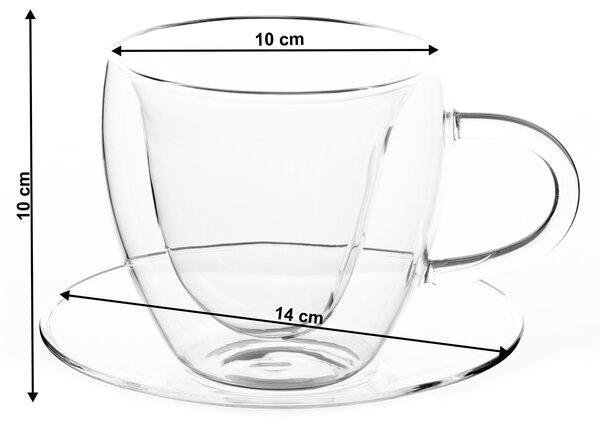 KONDELA Termo poháre, set 2 ks, šálka Heart s podšálkami, v tvare srdca, 250 ml, HOTCOLDER TYP 29