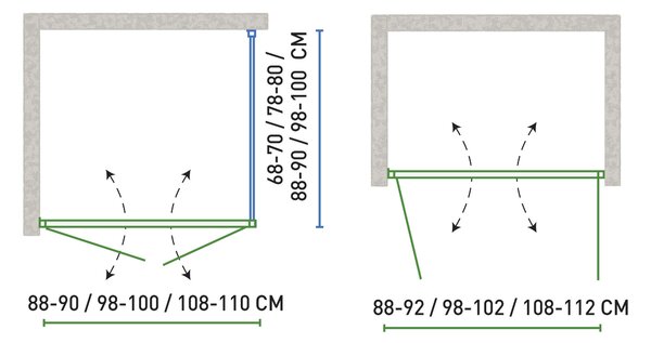 Novoterm Dvojkrídlové otváracie sprchové dvere NV-Solid DDP CHR 90, chróm/transparent - bez vaničky
