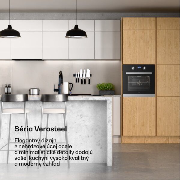 Klarstein Verosteel vstavaná rúra | 60 cm | 67 l | Energetická trieda A | 3220 W | Strieborná