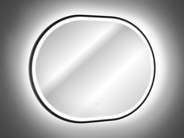 Comad Závesné zrkadlo s LED osvetlením Apollo 2 Black 90x70 cm s pohybovým senzorom, čierna