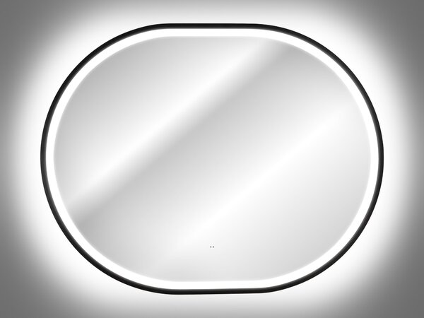 Comad Závesné zrkadlo s LED osvetlením Apollo 2 Black 90x70 cm s pohybovým senzorom, čierna
