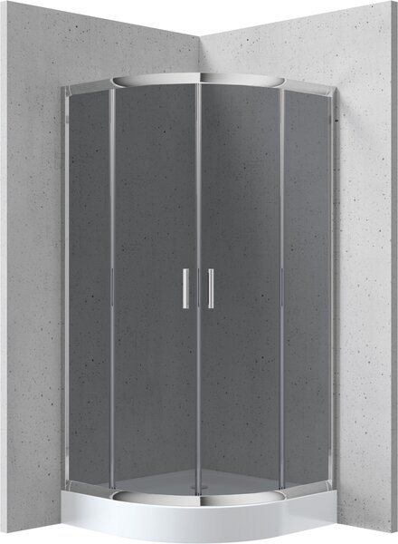 Deante Štvrťkruhový sprchový kút Funkia 90x90 cm KYPZ451K, chróm/grafit + sprchová vanička biela