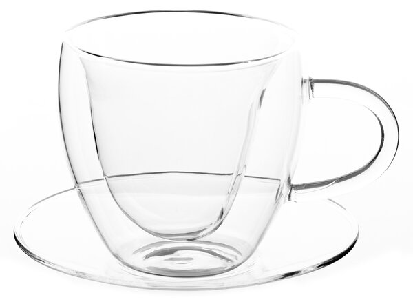 KONDELA Termo poháre, set 2 ks, šálka Heart s podšálkami, v tvare srdca, 250 ml, HOTCOLDER TYP 29
