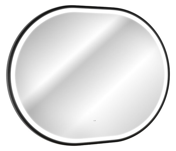 Comad Závesné zrkadlo s LED osvetlením Apollo 2 Black 90x70 cm s pohybovým senzorom, čierna