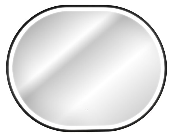 Comad Závesné zrkadlo s LED osvetlením Apollo 2 Black 90x70 cm s pohybovým senzorom, čierna