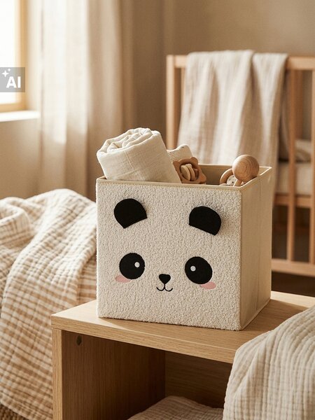 Sinsay - Úložný box s motívom pandy - čierna