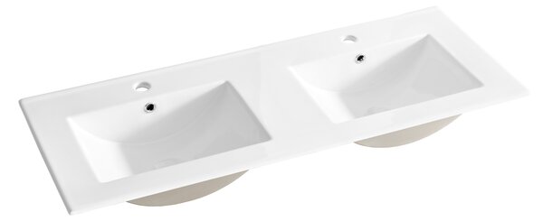 Comad Nábytkové keramické dvojumývadlo UM-8003-LAVA 120D -DP, 121x46 cm, biela lesklá