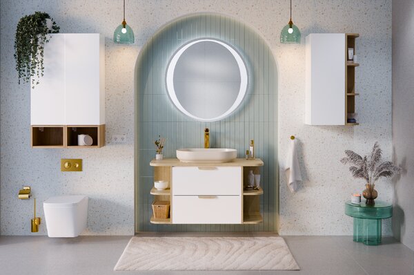 Comad Kúpeľňová skrinka pod doskové umývadlo set Aster White 120 biela/dub cremona