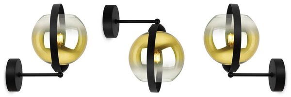 Nástenné svietidlo Bergen Gold Ring, 1x zlaté/transparentné sklenené tienidlo (fi 15cm)
