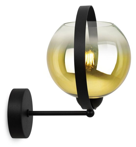 Nástenné svietidlo Bergen Gold Ring, 1x zlaté/transparentné sklenené tienidlo (fi 15cm)